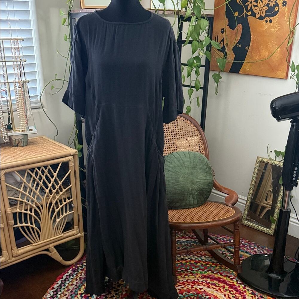 NWT Free People Washed Black Live Light Gauzy Cotton Boho Hippie Midi Maxi Dress